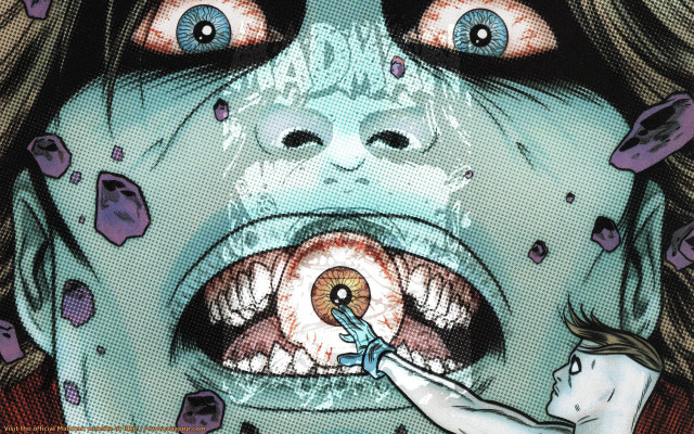 Woman toothbrush creepy face worm free wallpaper - medium preview image