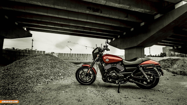 Red motorcycle under bridge dirt free wallpaper - medium preview image