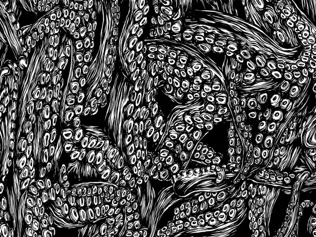 Bananas black white drawing tabletop free wallpaper - medium preview image