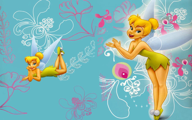 Tinkerbell girl flower background cartoon free wallpaper - medium preview image