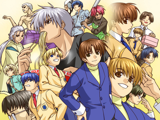 Anime group blue suit yellow free wallpaper - medium preview image