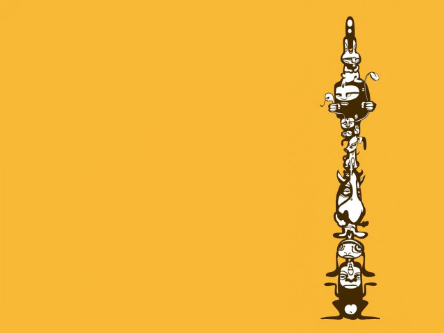 Cartoon characters pole yellow background free wallpaper - medium preview image