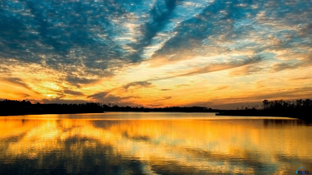 Lake sky clouds trees distance free wallpaper - medium preview image