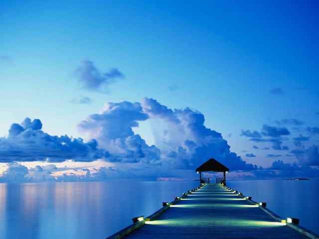 Pier gazebo night clouds lights #2 free wallpaper - medium preview image