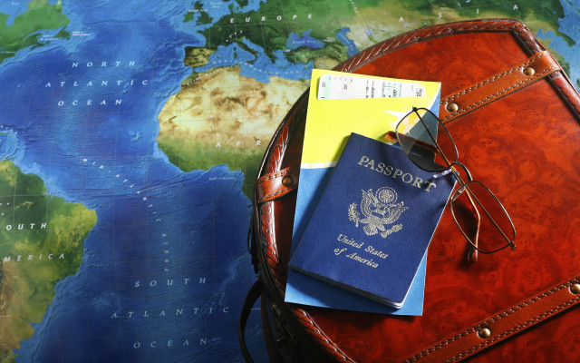 Passport suitcase map world nature free wallpaper - medium preview image