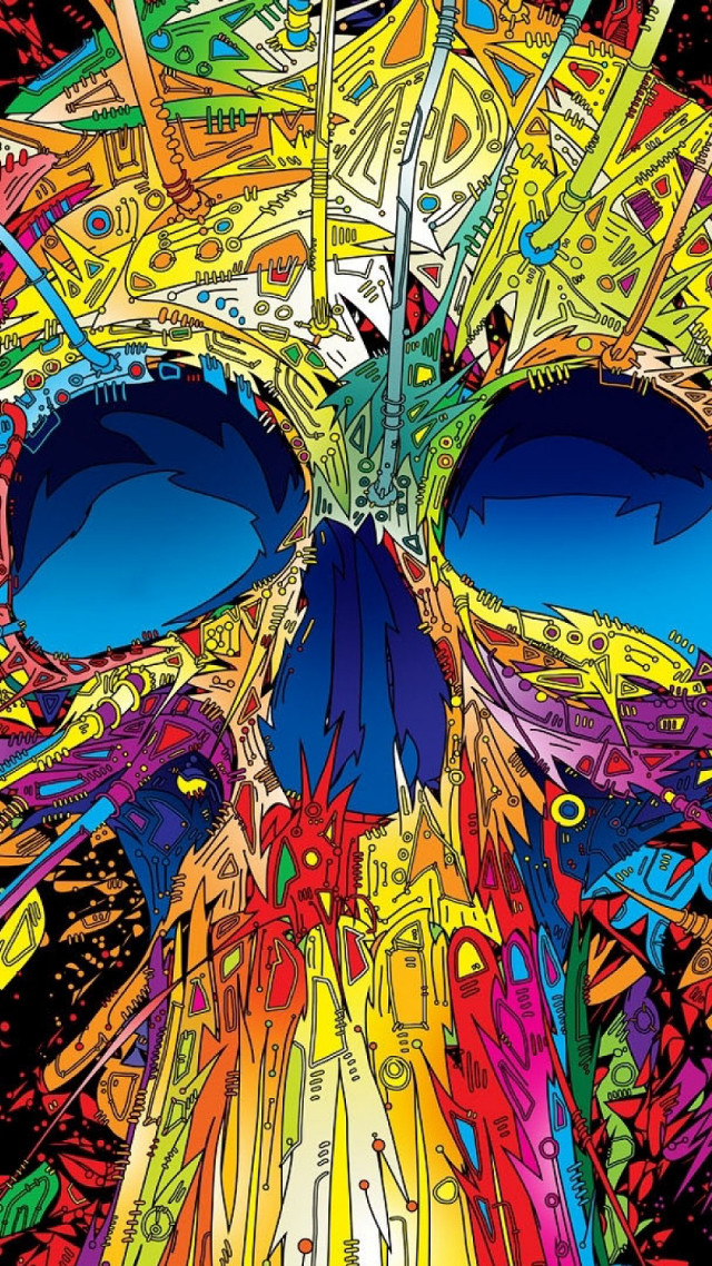 Colorful skull psychedelic pop art free wallpaper - medium preview image