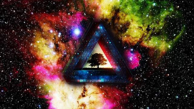 Triangle tree galaxy stars middle free wallpaper - medium preview image