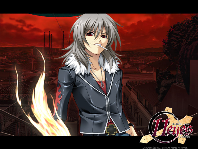 Woman cigarette red sky city free wallpaper - medium preview image