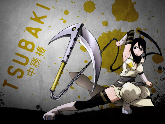 Woman knife axe yellow background free wallpaper - medium preview image