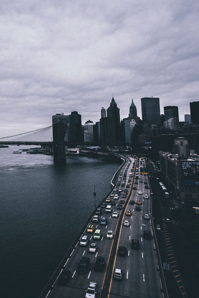 City bridge river view cars free wallpaper - medium preview image