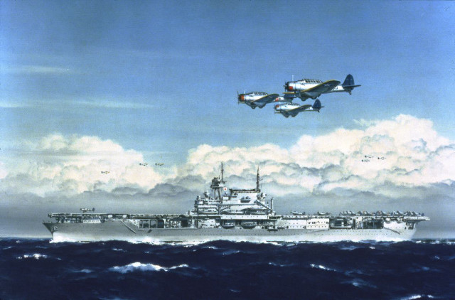 Large ship planes flying ocean free wallpaper - medium preview image