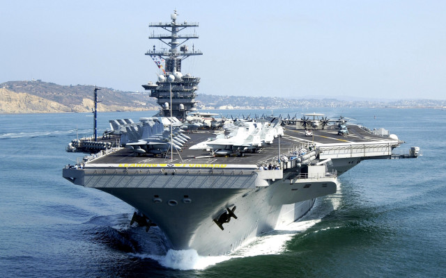 Large ship crowded deck helicopter free wallpaper - medium preview image