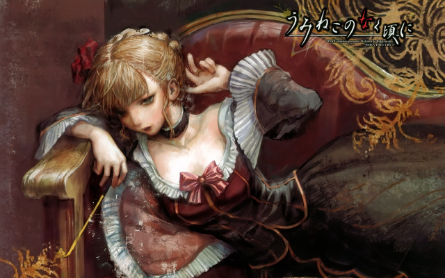 Woman red dress rococo painting free wallpaper - medium preview image