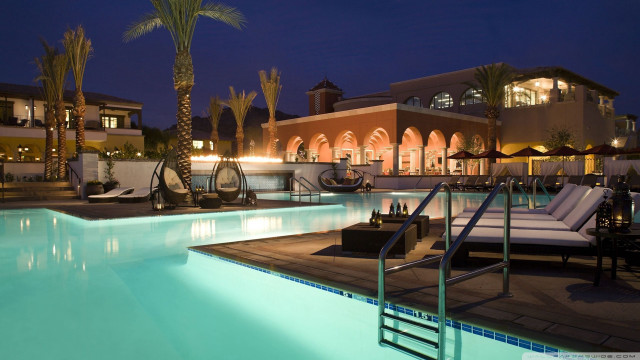 Pool lounge chairs palm tree free wallpaper - medium preview image