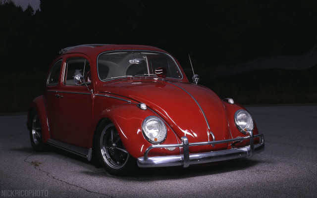Red car parking lot night #3 free wallpaper - medium preview image
