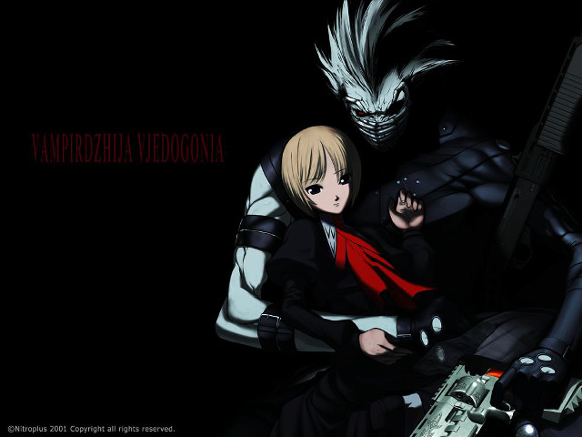 Anime couple characters holding guns free wallpaper - medium preview image