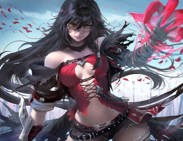 Woman red outfit sword red #4 free wallpaper - medium preview image