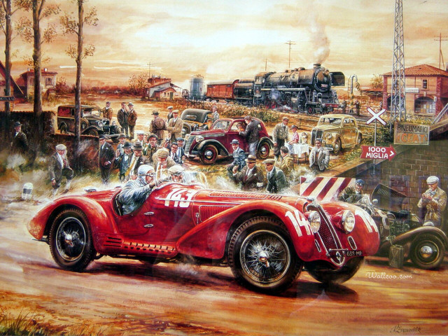 Red race car crowd train free wallpaper - medium preview image