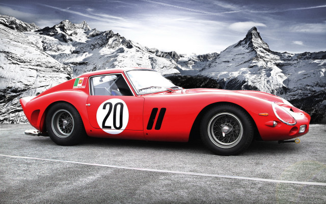 Red sports car mountain ocean free wallpaper - medium preview image