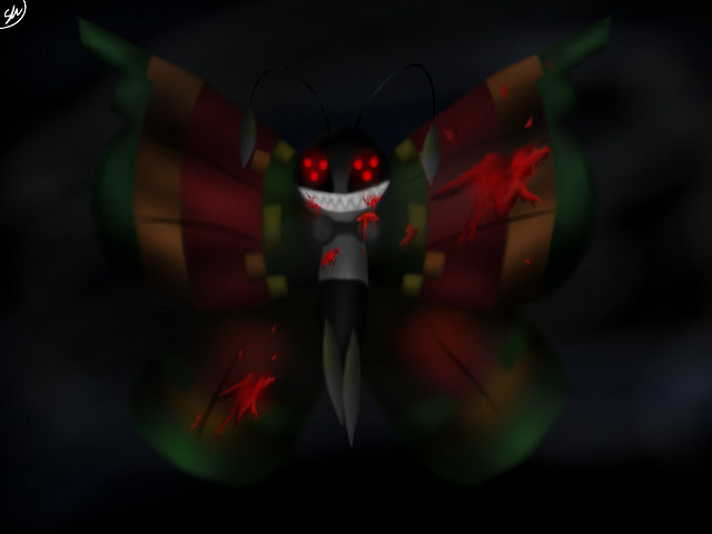 Butterfly red eyes black body free wallpaper - medium preview image