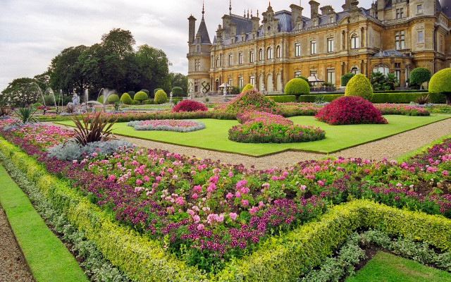 Large building garden flowers yard free wallpaper - medium preview image