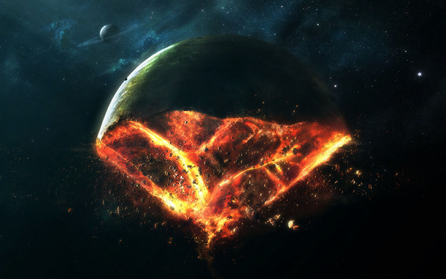 Space planet fireball scene cosmic free wallpaper - medium preview image