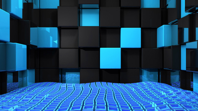 Blue comforter black blue squares free wallpaper - medium preview image
