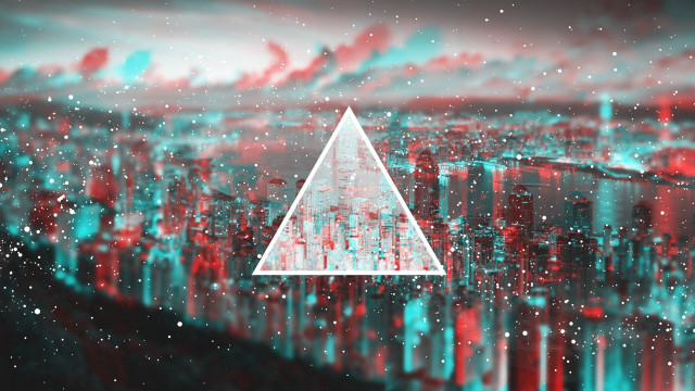 Triangle city buildings clouds sky free wallpaper - medium preview image
