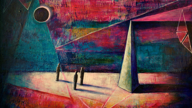 People pyramids foreground background painting free wallpaper - medium preview image