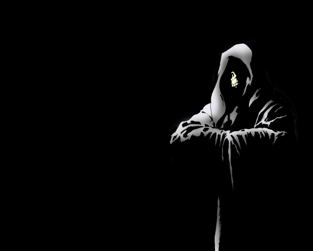 Hooded man portrait dark background free wallpaper - medium preview image