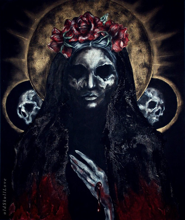 Woman skulls roses head hands free wallpaper - medium preview image