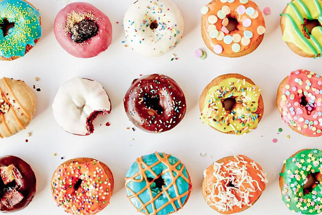 Variety donuts toppings white box free wallpaper - medium preview image