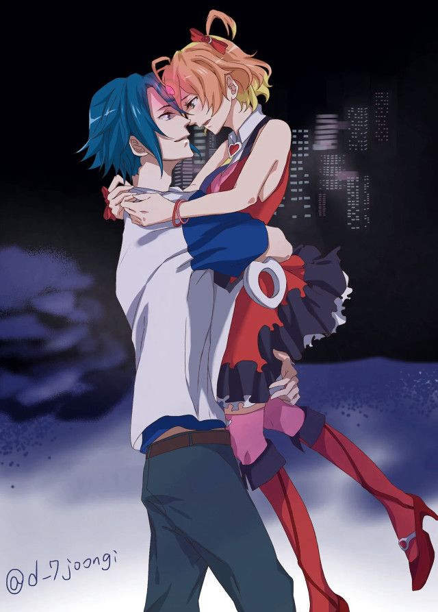 Anime couple hugging snow night free wallpaper - medium preview image
