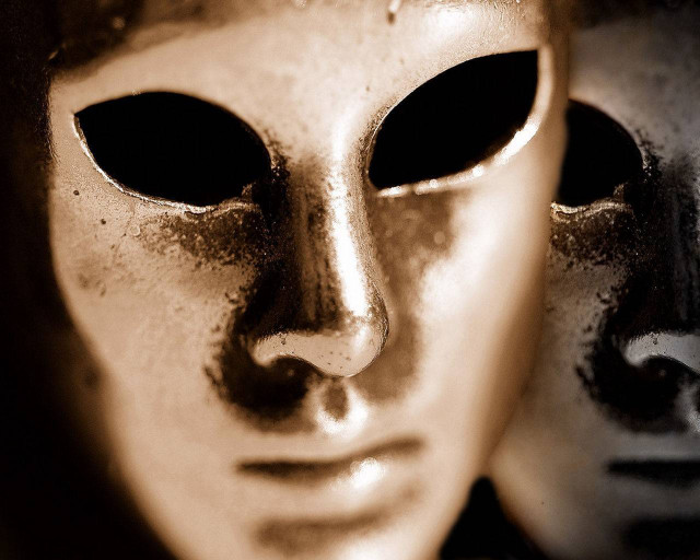 Two masks black white sepia free wallpaper - medium preview image