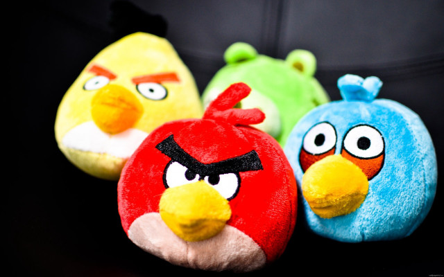 Angry birds group black surface free wallpaper - medium preview image