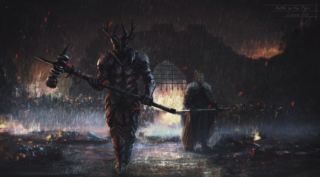Man holding sword rain background #2 free wallpaper - medium preview image
