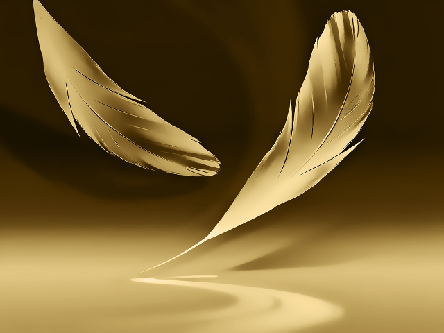 Golden feather quill table brown free wallpaper - medium preview image
