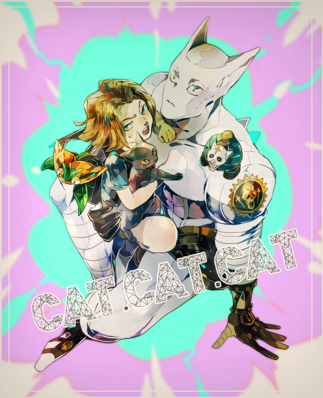 Anime couple hugging catacasts furry free wallpaper - medium preview image