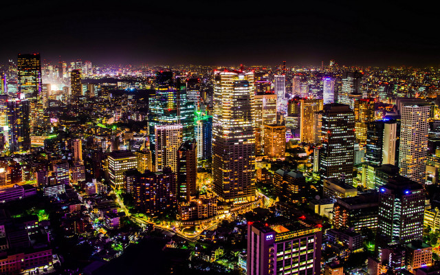 City night lights buildings background #8 free wallpaper - medium preview image