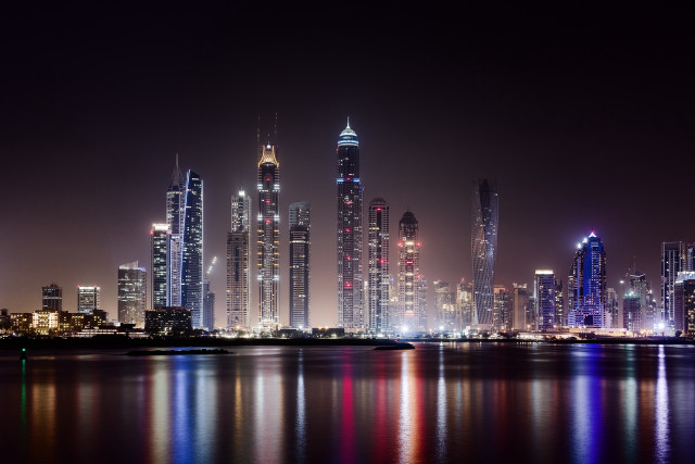 City skyline night reflection lights #2 free wallpaper - medium preview image