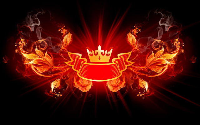 Red yellow background crown flames free wallpaper - medium preview image