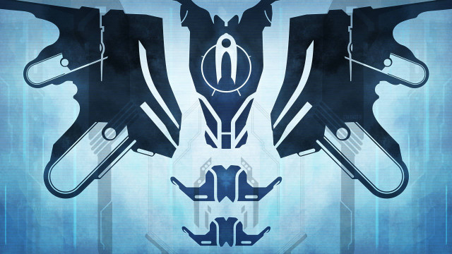 Futuristic gun pistols blue background free wallpaper - medium preview image