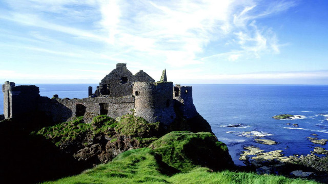 Castle cliff ocean grassy area #2 free wallpaper - medium preview image