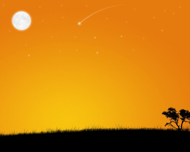 Silhouette person hill tree moon free wallpaper - medium preview image