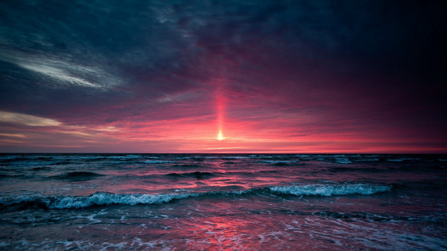 Red blue sunset ocean waves #4 free wallpaper - medium preview image