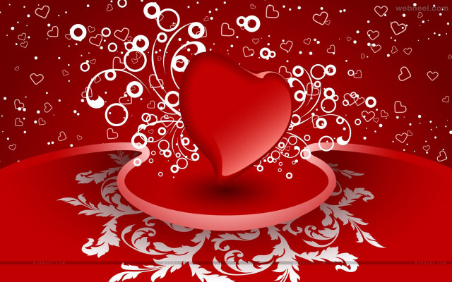 Red heart white swirls hearts free wallpaper - medium preview image