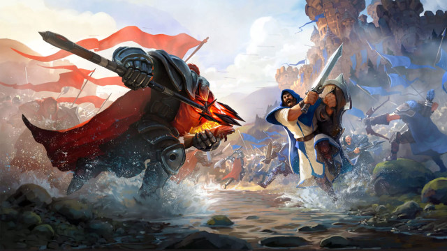 Knights fighting fire pit rocky free wallpaper - medium preview image
