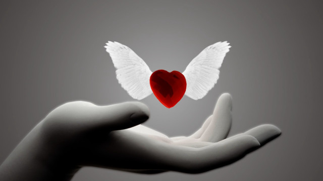 Hand heart wings gothic digital free wallpaper - medium preview image