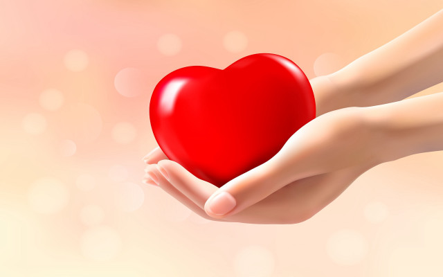 Person holding red heart blurry free wallpaper - medium preview image