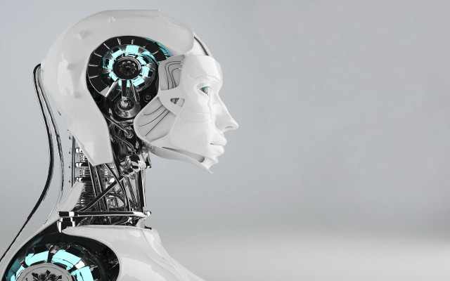 Futuristic robot face head design free wallpaper - medium preview image